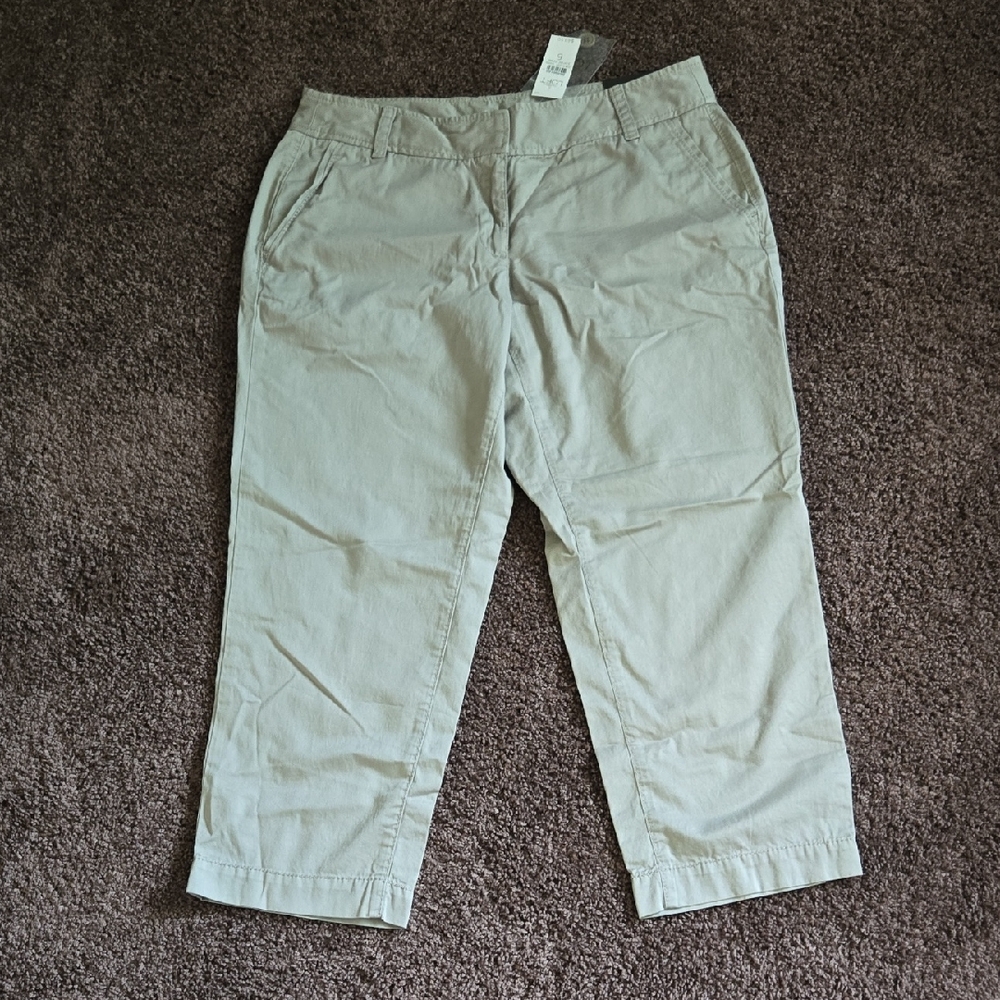 NEW Ann Taylor Loft Gray Julie Curvy Crop Capri Pants 6